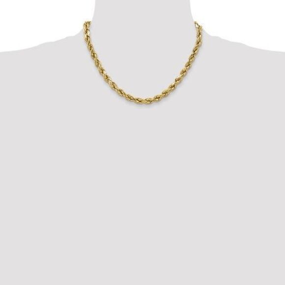 New 10K Yellow Gold 18” Diamond-Cut Rope Chain Necklace – 4.9mm Semi-Solid - Picture 3 of 9